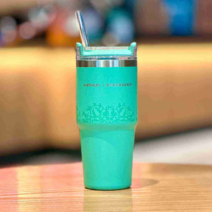 Starbucks x Stanley Emerald Green Edition insulated stainless steel travel mug with matte finish and hybrid lid