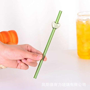 Heart shaped glass straw for coffee mugs and tumblers
