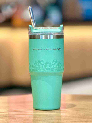 Starbucks x Stanley Emerald Green insulated stainless steel travel mug with matte finish and hybrid lid