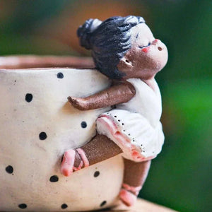 Yifang Artisan Collection 3D whimsical hand-sculpted ceramic cups with playful characters and vibrant hand-painted designs