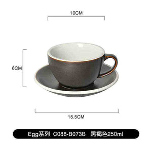 Loveramics Etoile Edition egg-shaped ceramic coffee cup with floral design and matching saucer for latte art