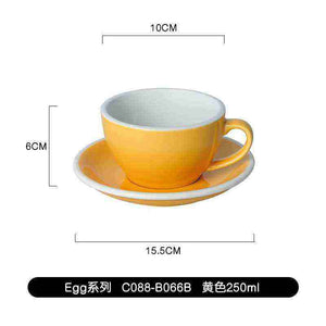 Loveramics Etoile Edition egg-shaped ceramic coffee cup with floral design and matching saucer