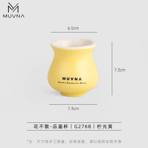 MUVNA Professional Coffee Tasting Cup with asymmetrical rim and tulip shape for enhanced aroma and dual flavor profiles