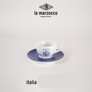 La Marzocco Heritage ceramic coffee cup and saucer set for authentic Italian espresso