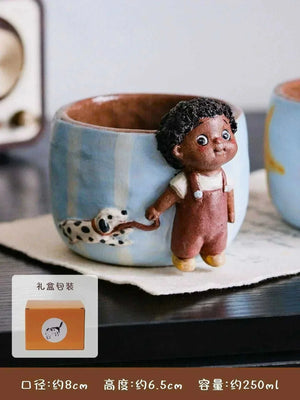 Yifang Artisan Collection 3D whimsical hand-sculpted ceramic cups featuring ballerina and mermaid designs