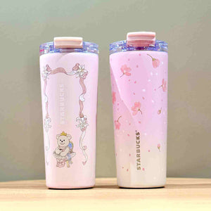 Starbucks Spring Sakura Collection limited edition cherry blossom themed spring tumblers with delicate floral design and pink petal accents