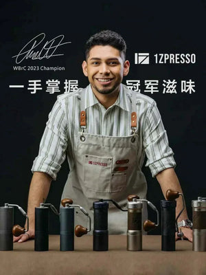 1zPresso K-Ultra premium manual coffee grinder with stainless steel burrs and ergonomic wooden handle