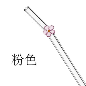 Cross-border exclusive Cup To Machine flower decorative glass straws with handcrafted flower accents and eco-friendly reusable design