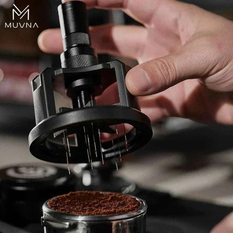 Glacier White Edition MUVNA precision manual coffee grinder with aluminum body and walnut handle