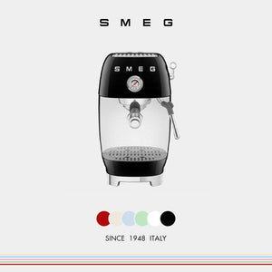SMEG ECF03 Espresso Machine retro 1950s Italian design with 19-bar pressure and stainless steel steam wand