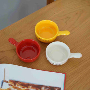 Colorful Saucy Ceramic Mini-Cups collection with pop-art design for sauces and dressings