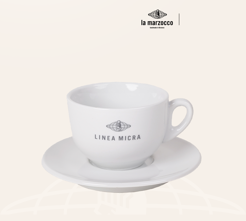 La Marzocco Heritage ceramic coffee cup and saucer set with elegant Italian design