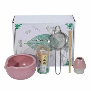 Cup To Machine Maccha tea set with spouted ceramic bowl and bamboo whisk for traditional matcha preparation