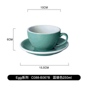 Loveramics Etoile Edition egg-shaped ceramic latte cup with floral design and matching saucer