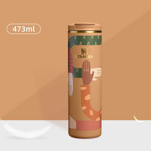 Stanley x NEST limited edition insulated travel bottles with artistic designs and cultural motifs