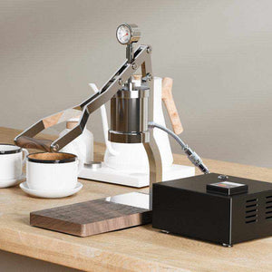 Aleman 2s hand press coffee machine semi-automatic stainless steel espresso maker with wooden base and long lever handle