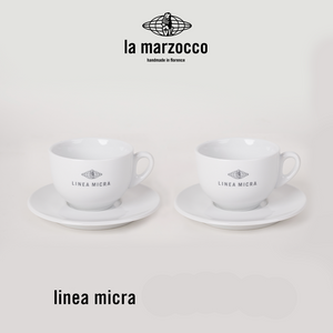 La Marzocco Heritage ceramic coffee cup and saucer set showcasing elegant Italian design and quality craftsmanship