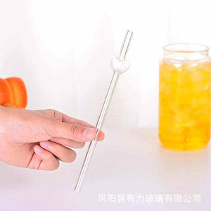 heart shaped glass straw for coffee mugs and tumblers