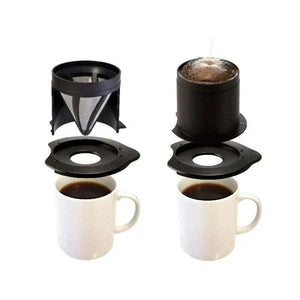 HARIO One-Cup Cafeor eco-friendly single-cup coffee brewer with stainless steel mesh filter on mug