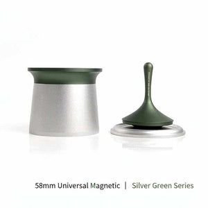 AIRFLOW 58mm magnetic espresso dosing funnel on portafilter