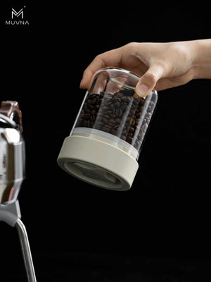 MUVNA airtight glass coffee bean storage jar with twist-seal lid