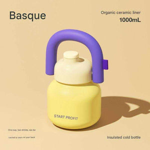 Chako Lab 1000ml portable water bottle with heat-insulating ceramic liner and carrying handle