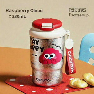 CHICUTOM 330ml pure titanium insulated coffee mug with lid