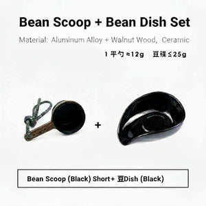 coffee bean scoop with walnut wooden handle and aluminum cup