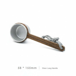 coffee bean scoop with walnut wooden handle and aluminum scoop