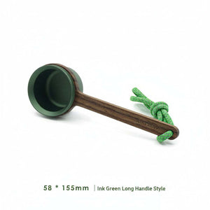 coffee bean scoop with walnut wooden handle and aluminum cup