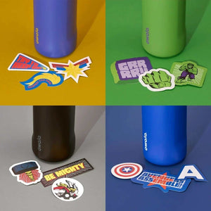 Owala 24oz FreeSip Water Bottle with Marvel Captain America design and stickers