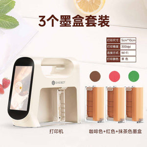 EVEBOT smart portable edible food printer printing on coffee and cake