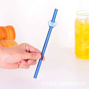 heart shaped glass straw for coffee mugs and tumblers