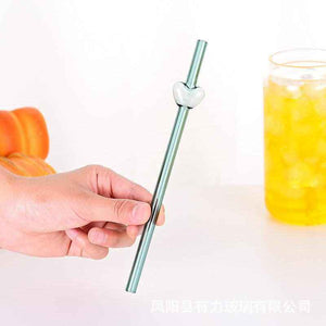 heart shaped glass straw for coffee mugs and tumblers