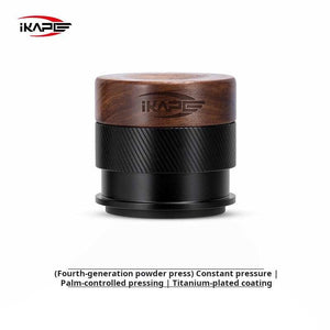 IKAPE professional espresso tamper and distributor set with walnut handles and titanium bases