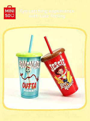 MINISO Disney Toy Story 4-piece plastic straw cup set with vibrant prints