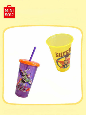 MINISO Disney Toy Story 4-piece plastic straw cup set with colorful character prints