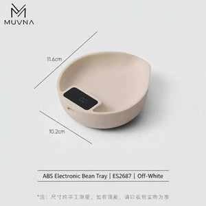 MUVNA digital coffee bean scale dosing tray with LED display and precision spout