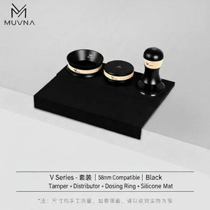 MUVNA V Series home barista tools in black, side view