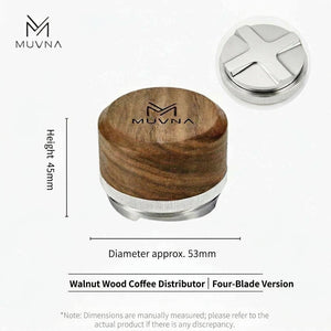 MUVNA walnut leveler for 51mm, 53mm and 58mm espresso baskets