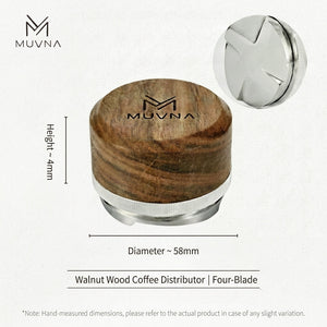 MUVNA walnut wood espresso distribution tool, detail image