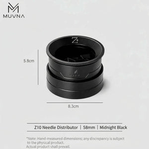 Dimensions photo of the MUVNA Z10 58mm espresso needle tool