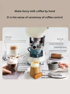 SMEG ECF01 manual espresso machine in Pastel Blue with chrome portafilter, three control knobs and stainless steel cup