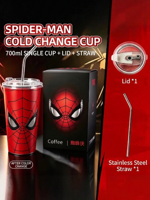 Spider-Man color changing tumbler with lid and straw