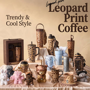 Starbucks large capacity insulated leopard print coffee cup