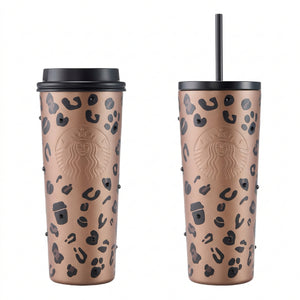 Starbucks Coffee 2026 leopard print insulated glass water cup