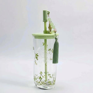 Starbucks 2026 spring glass tumbler with straw and straw stopper
