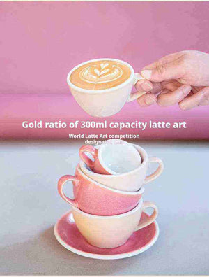 Loveramics Etoile Edition egg-shaped ceramic coffee cup with floral design and matching saucer
