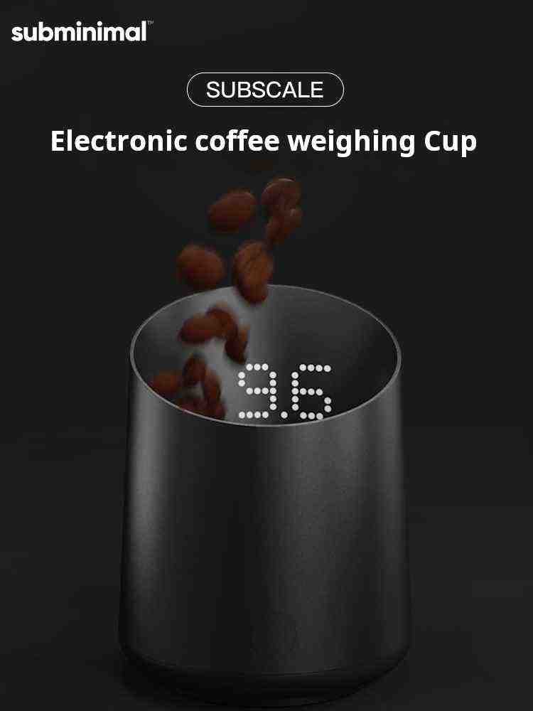 Black digital coffee scale with LED display, touch control, and rechargeable USB-C design for precise coffee brewing
