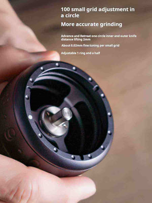 1zPresso K-Ultra premium manual coffee grinder with foldable handle and stainless steel burrs in black finish